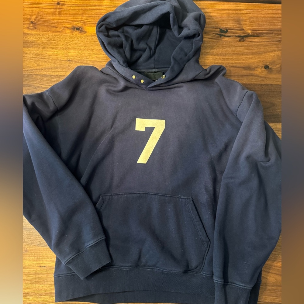 Fear of God Dark Blue Hoodie with Felt Seven